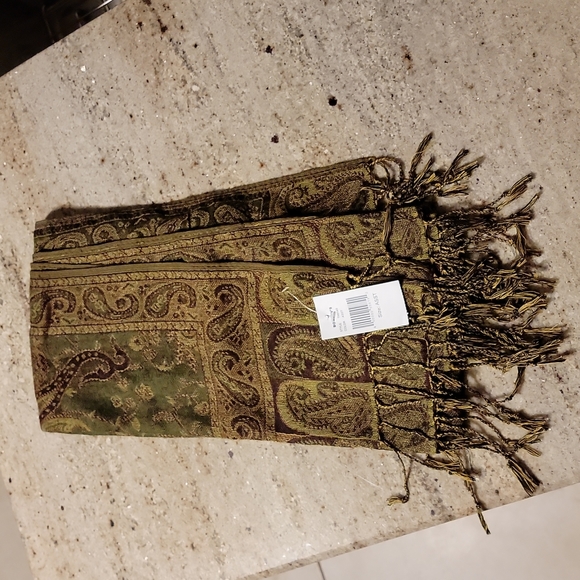 Accessories - OLive Green Print women's   fashion scarf approx 271/2 W x 63L